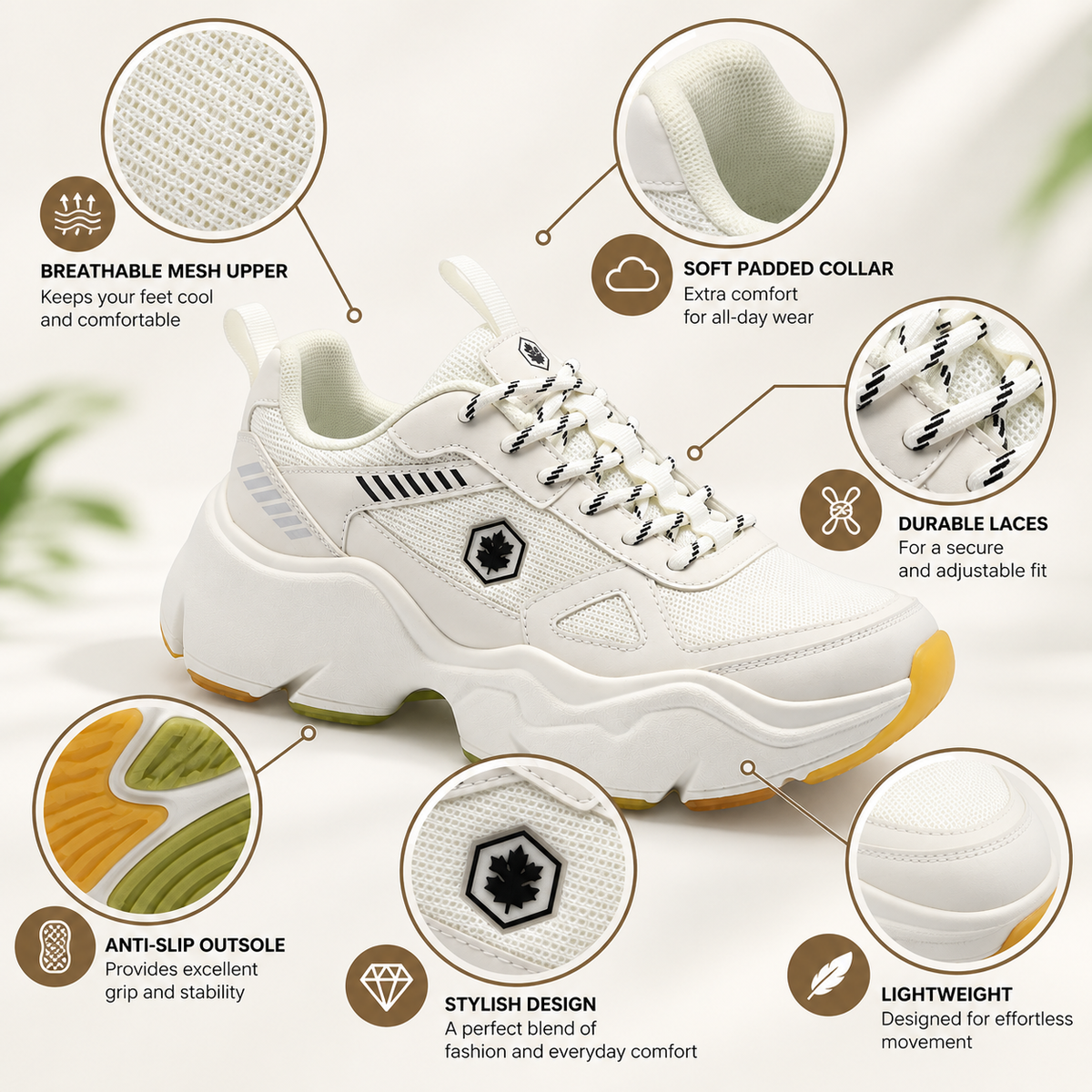 Lumberjack Itru Women's Chunky Statement Sneakers in White