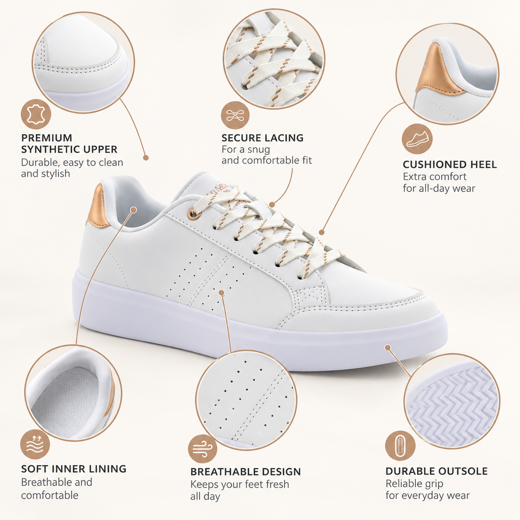 Lumberjack Helena Women's Sneakers in White & Rose Gold