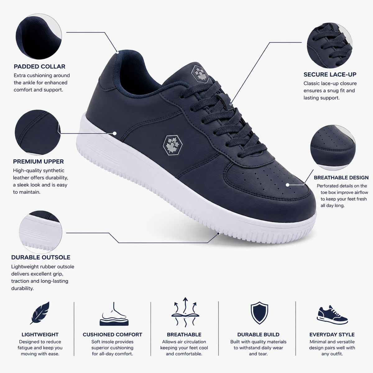 Lumberjack Finster Men's Everyday Sneakers in Navy & White