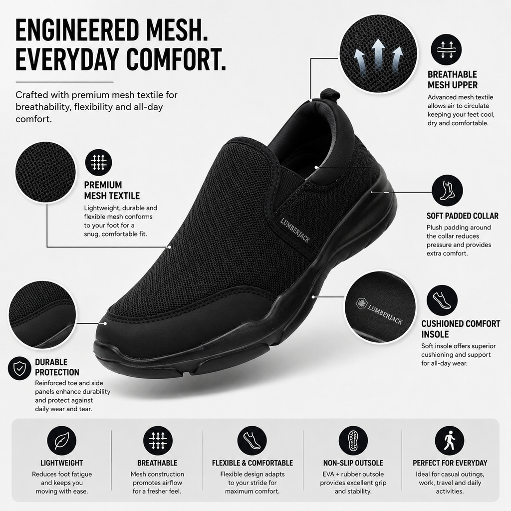 Lumberjack Agatha Men's Slip-On Shoes in Black
