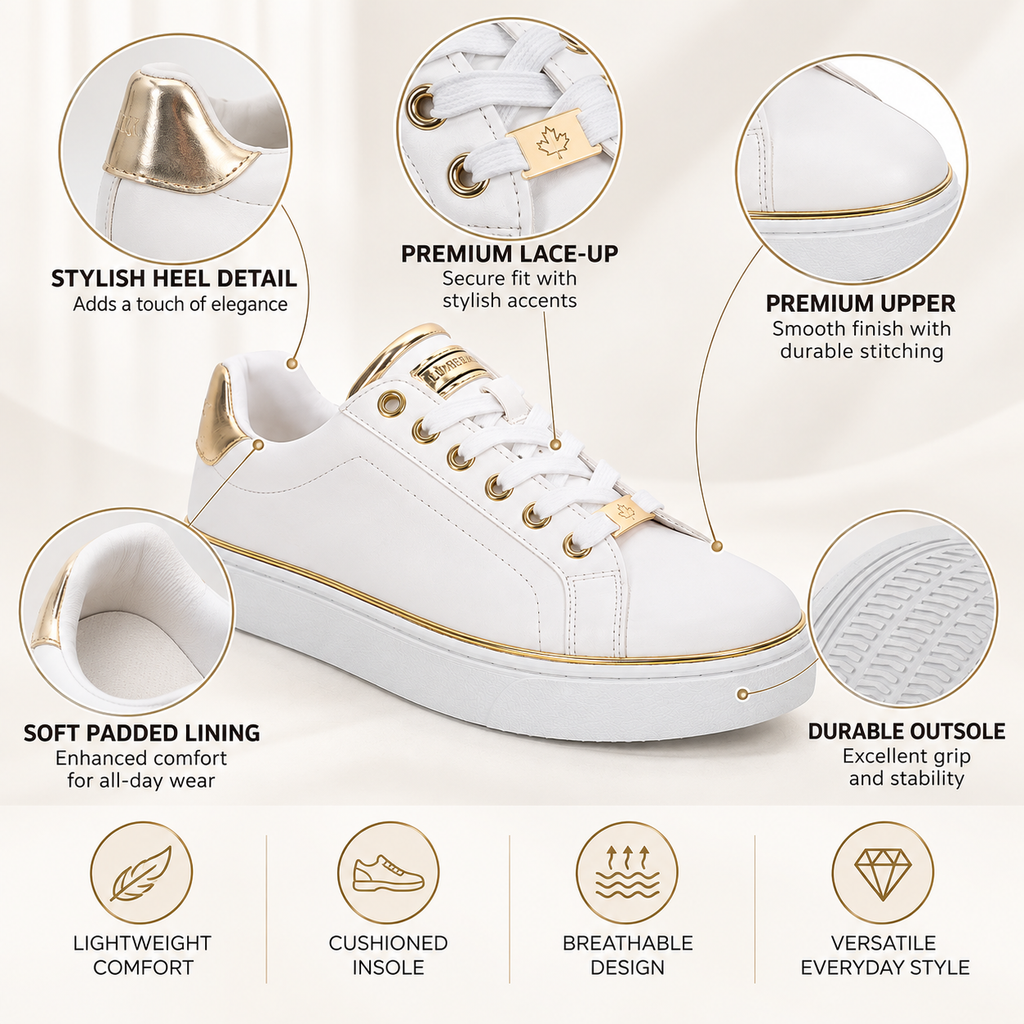 Lumberjack Safiya Women's Gold-Accent Sneakers in White