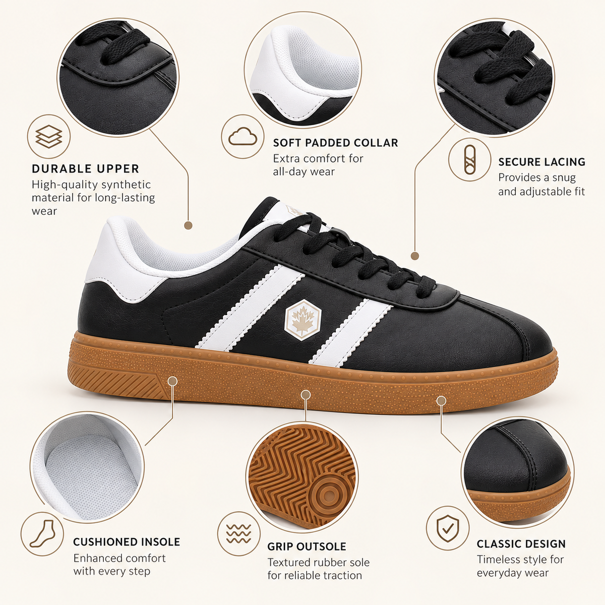 Lumberjack Frosty Women's Gum-Sole Sneakers in Black