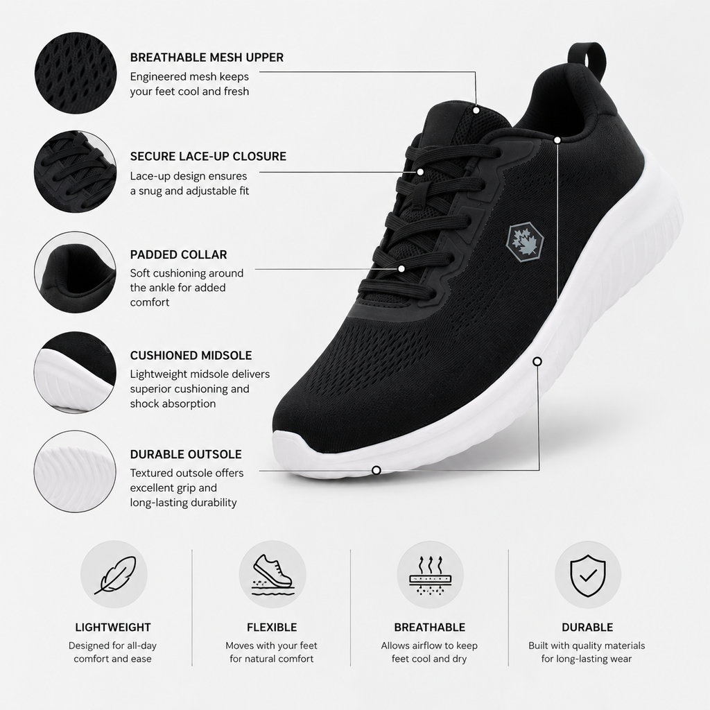 Lumberjack Moko Men's Mesh Sneakers in Black & White