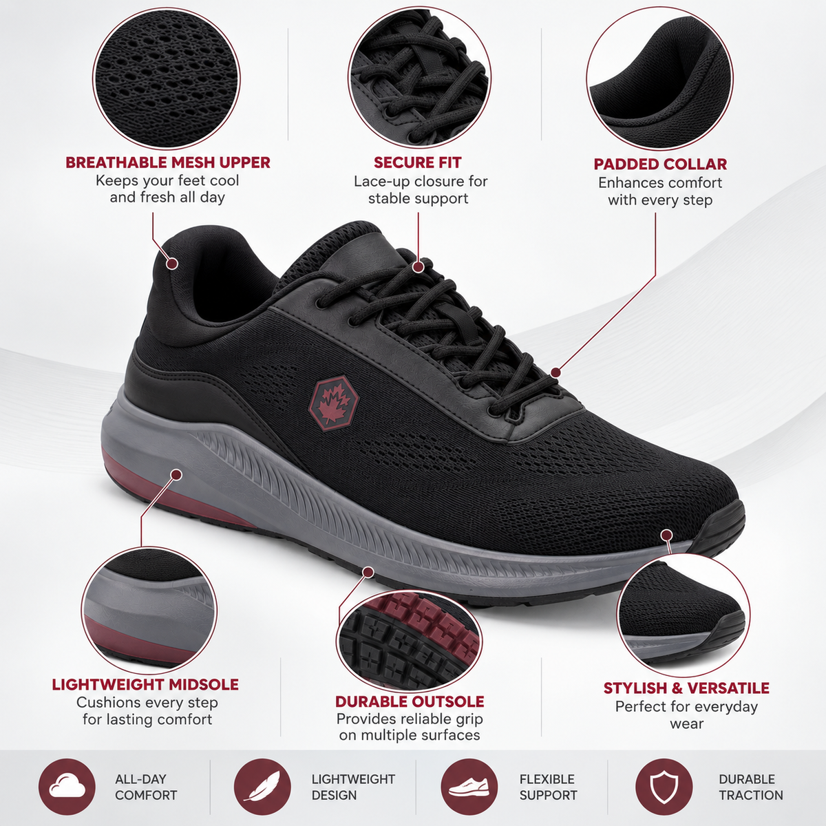 Lumberjack Musonda Men's Mesh Sneakers in Black & Red