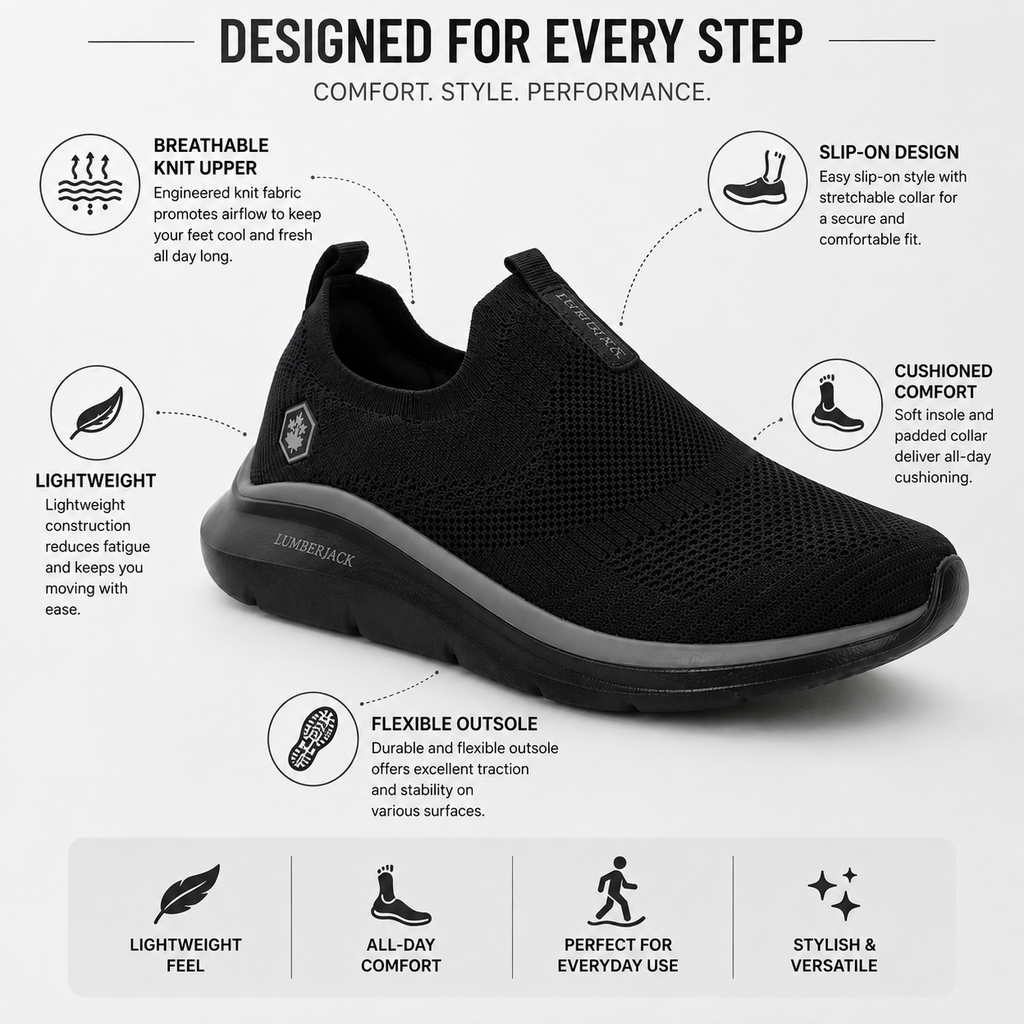 Lumberjack Lvory Women's Knit Slip-On Sneakers in Black