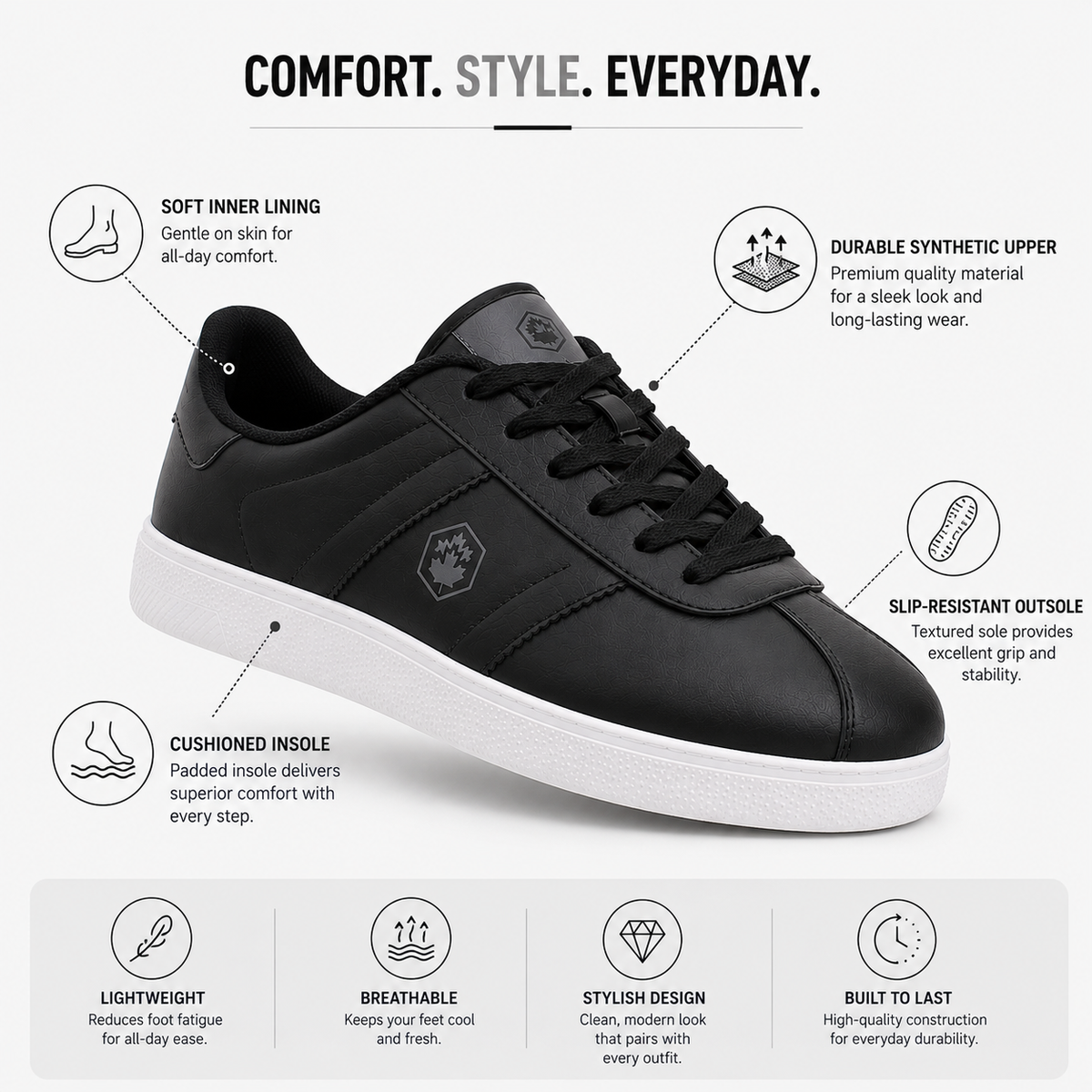 Lumberjack Frosty Men's Low-Profile Sneakers in Black