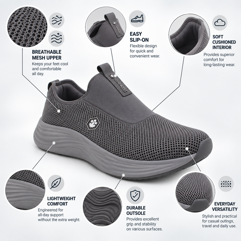 Lumberjack Talara Men's Laceless Mesh Sneakers in Dark Grey