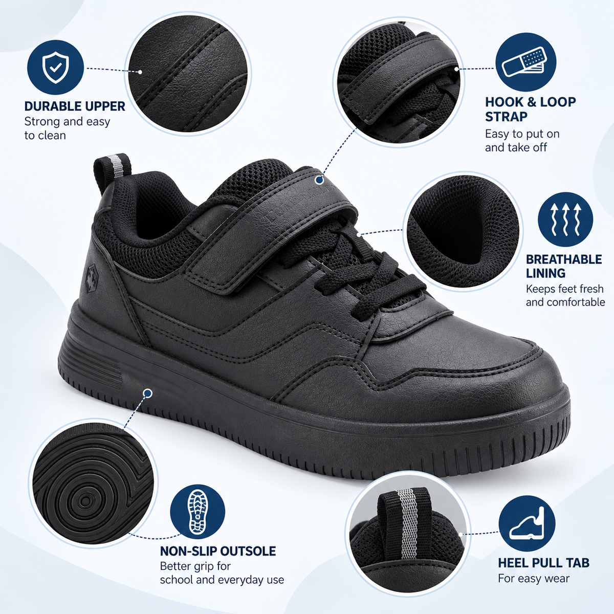 Lumberjack Finster Boys' Everyday Sneakers in All Black