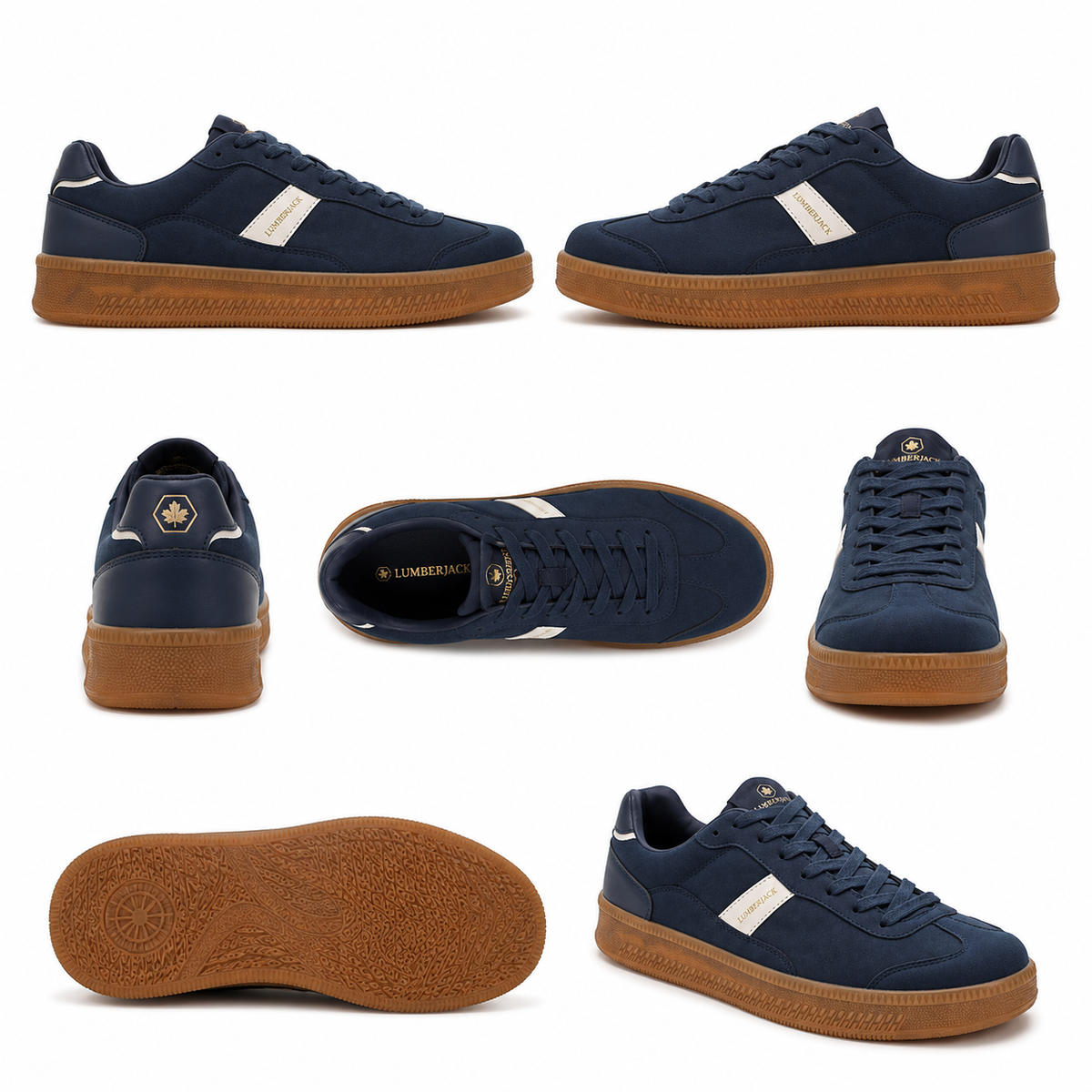 Lumberjack Fofana Men's Suede-Look Gum-Sole Sneakers in Navy