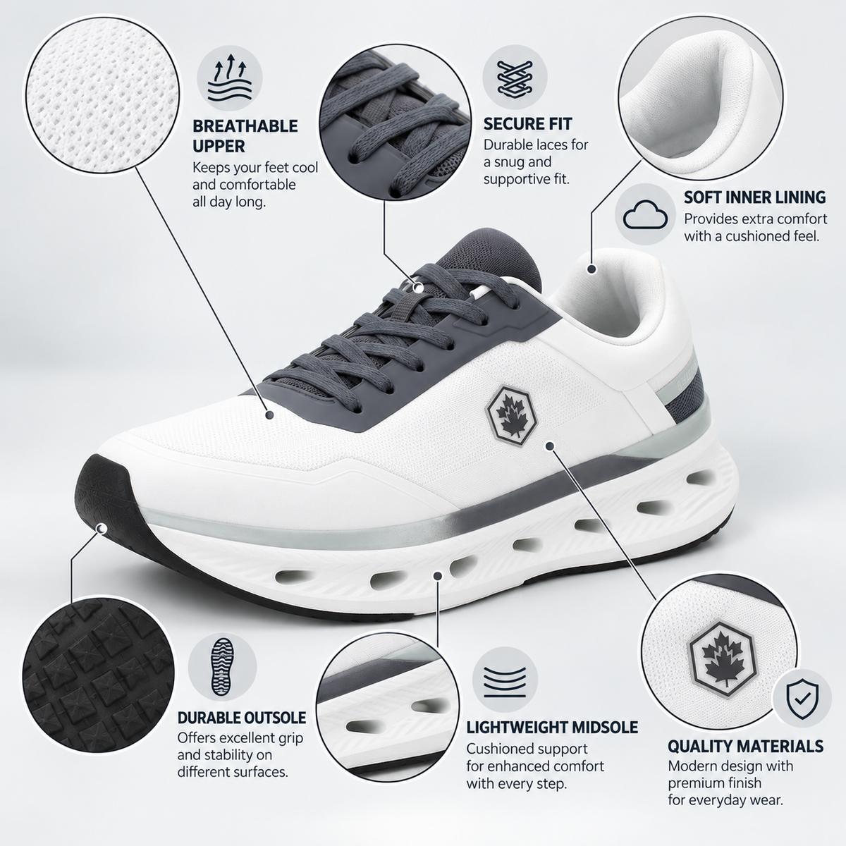 Lumberjack Mutombo Men's Chunky Sneakers in White & Grey