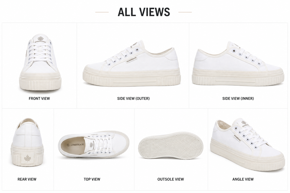 Lumberjack Anya Canvas Lace-Up Sneakers in White & Cream