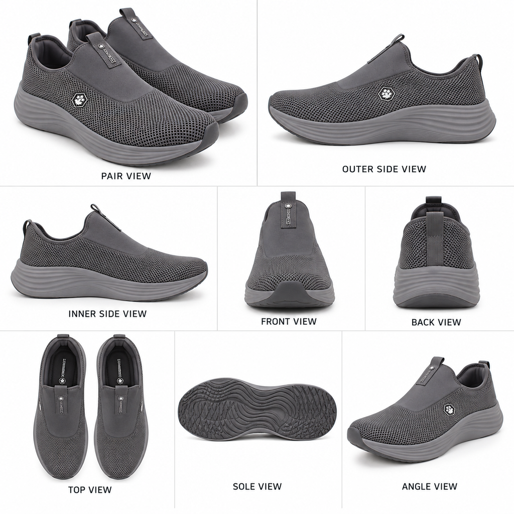Lumberjack Talara Men's Laceless Mesh Sneakers in Dark Grey
