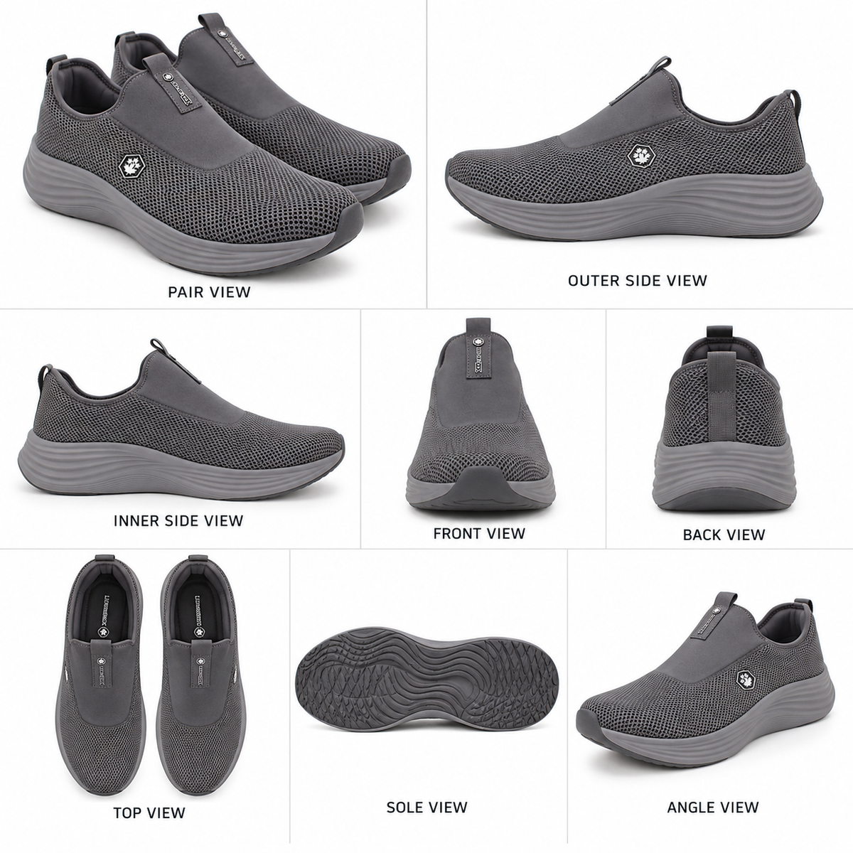 Lumberjack Talara Men's Laceless Mesh Sneakers in Dark Grey