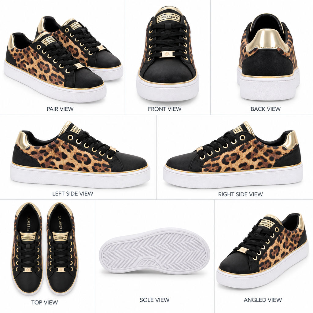 Lumberjack Safiya Women's Leopard Print Sneakers in Black