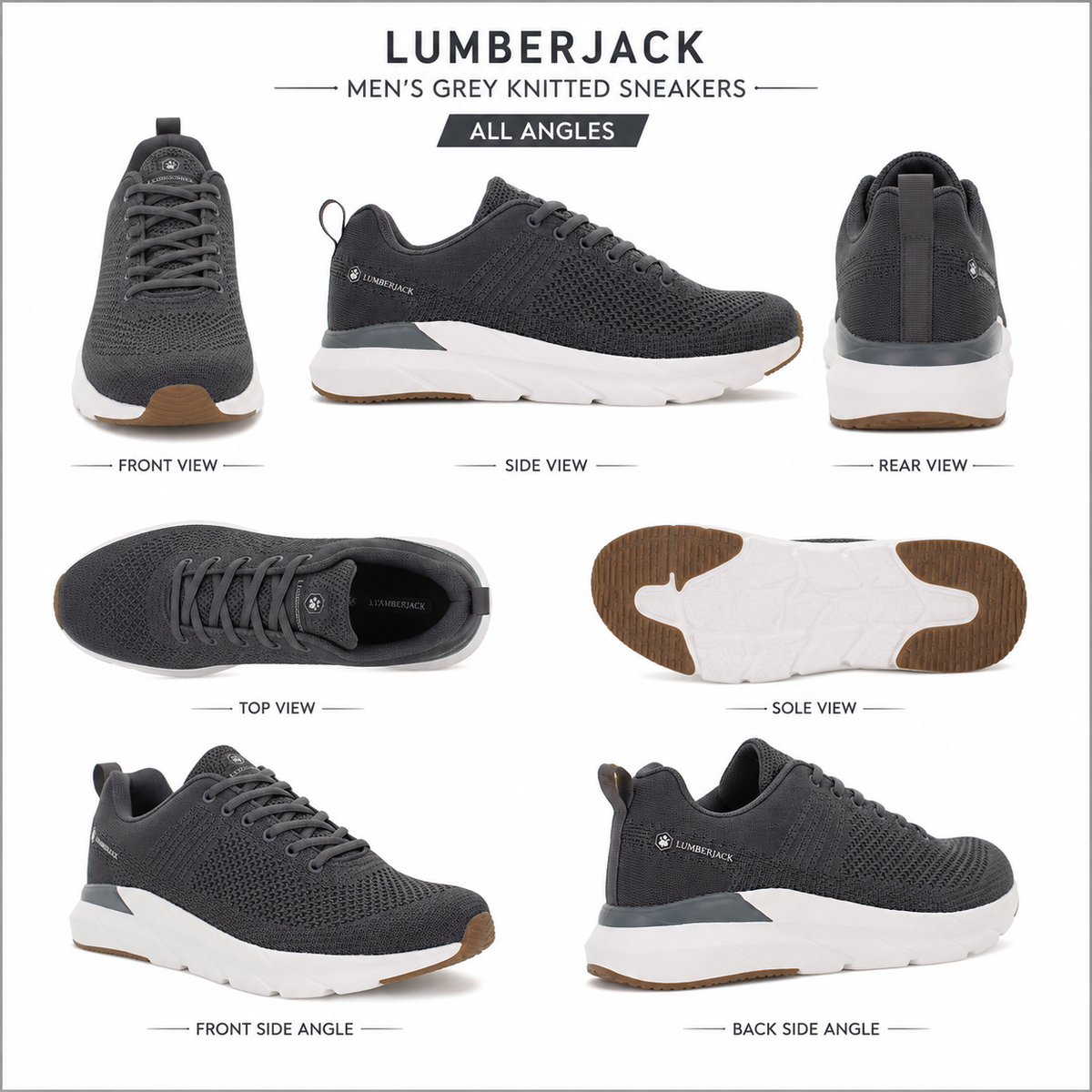 Lumberjack Connect Men's Knitted Sneakers in Grey
