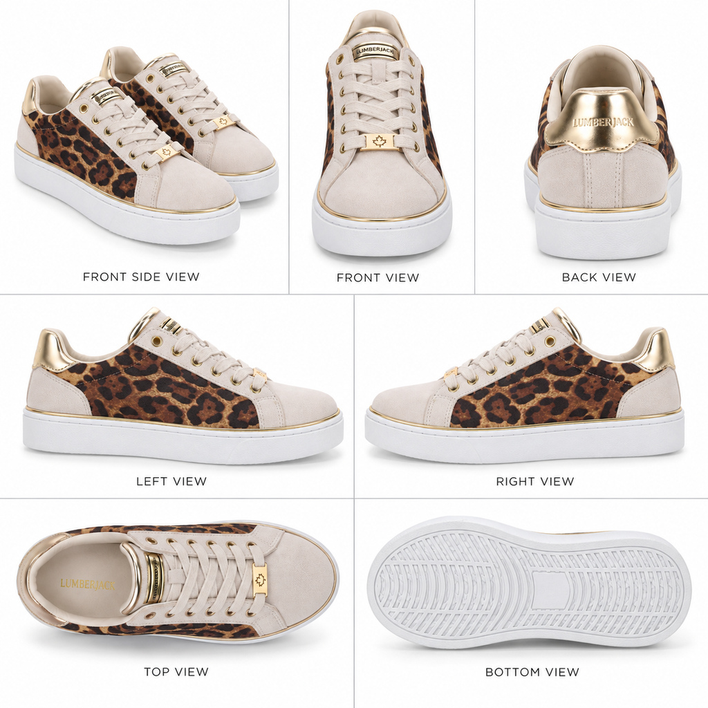 Lumberjack Safiya Women's Leopard Print Sneakers in Sand