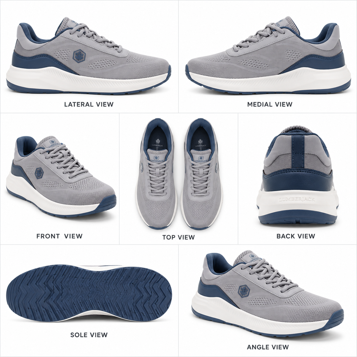Lumberjack Musonda Men's Mesh Sneakers in Light Grey & Navy