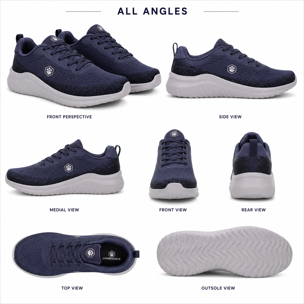 Lumberjack Moko Men's Mesh Sneakers in Navy Blue
