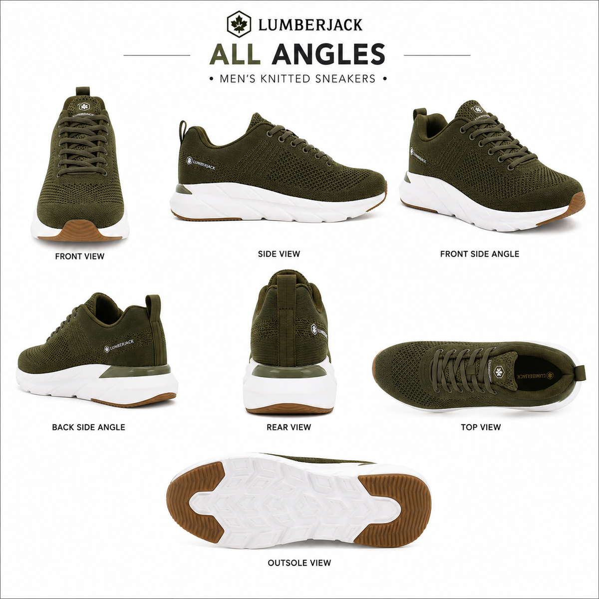 Lumberjack Connect Men's Knitted Sneakers in Khaki
