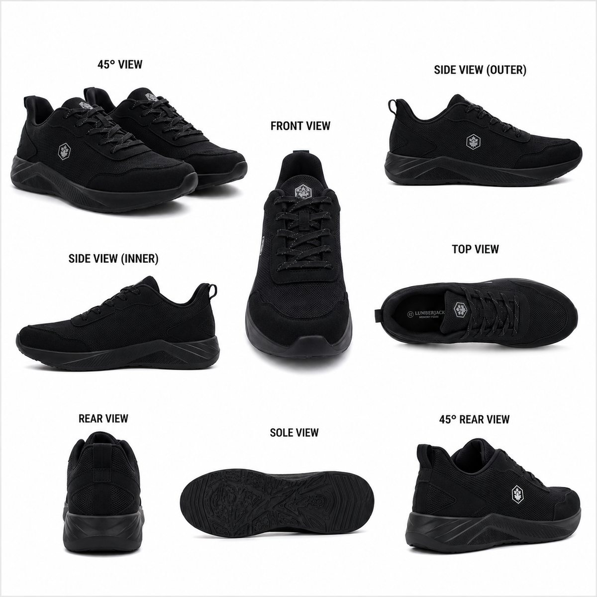 Lumberjack Karter Men's Breathable Sneakers in All Black