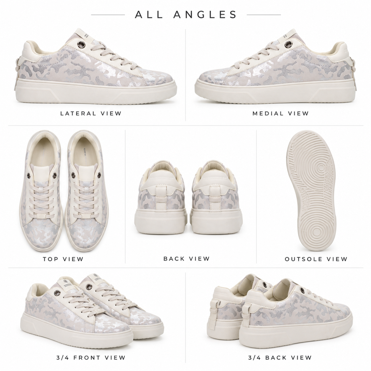 Lumberjack Geller Women's Metallic Camo Sneakers in White