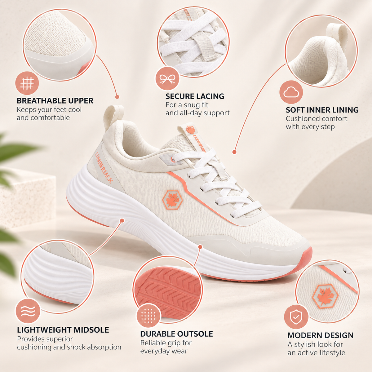 Lumberjack Talara Women's Flexible Sneakers in Beige