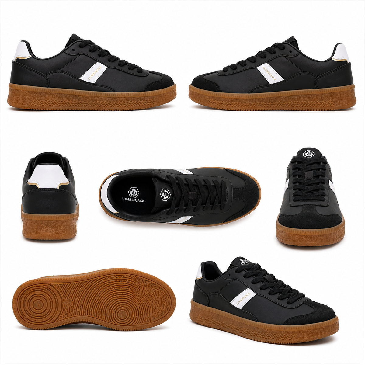 Lumberjack Fofana Men's Low-Profile Gum-Sole Sneakers in Black