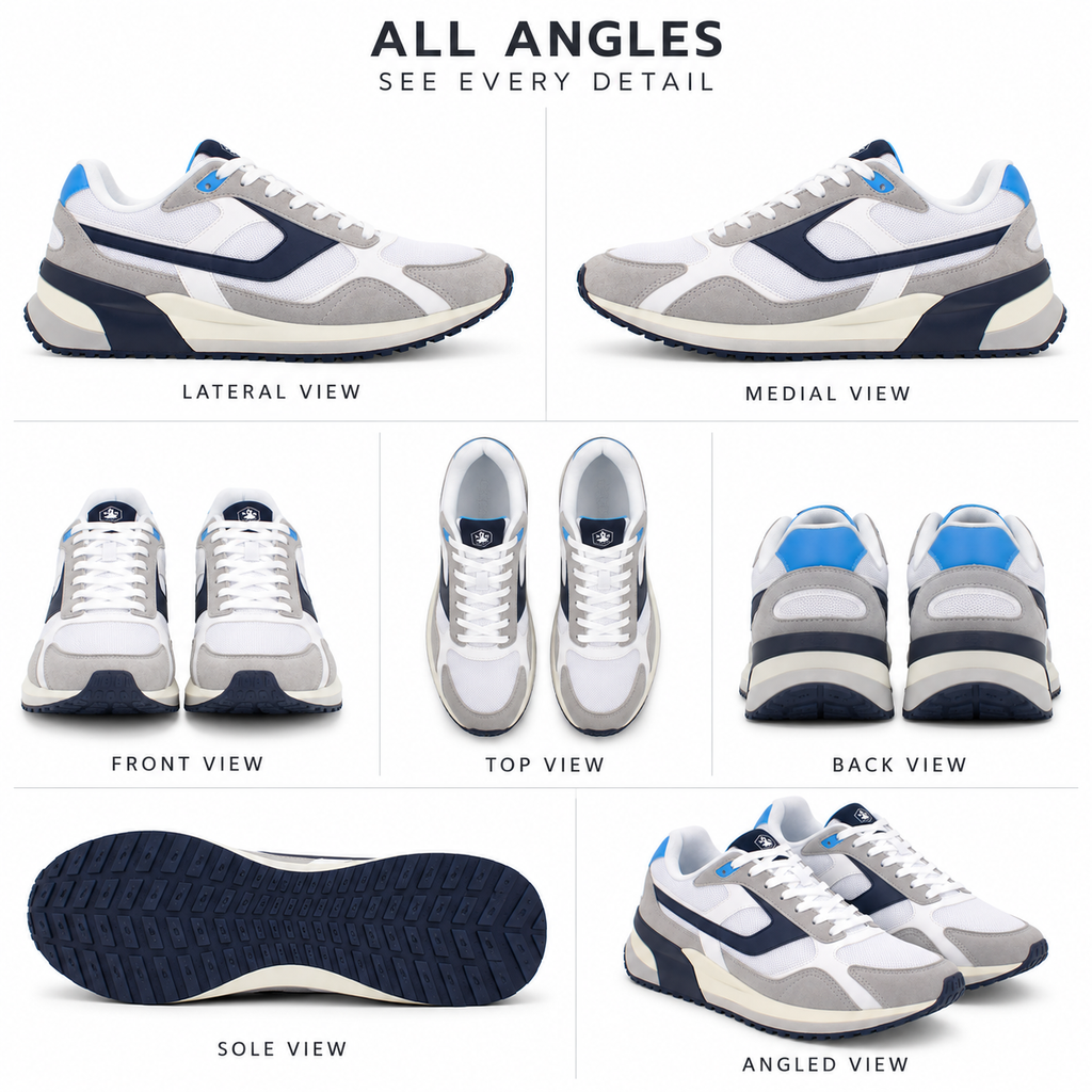 Lumberjack Erre Men's Retro Sneakers in Ice Grey & White