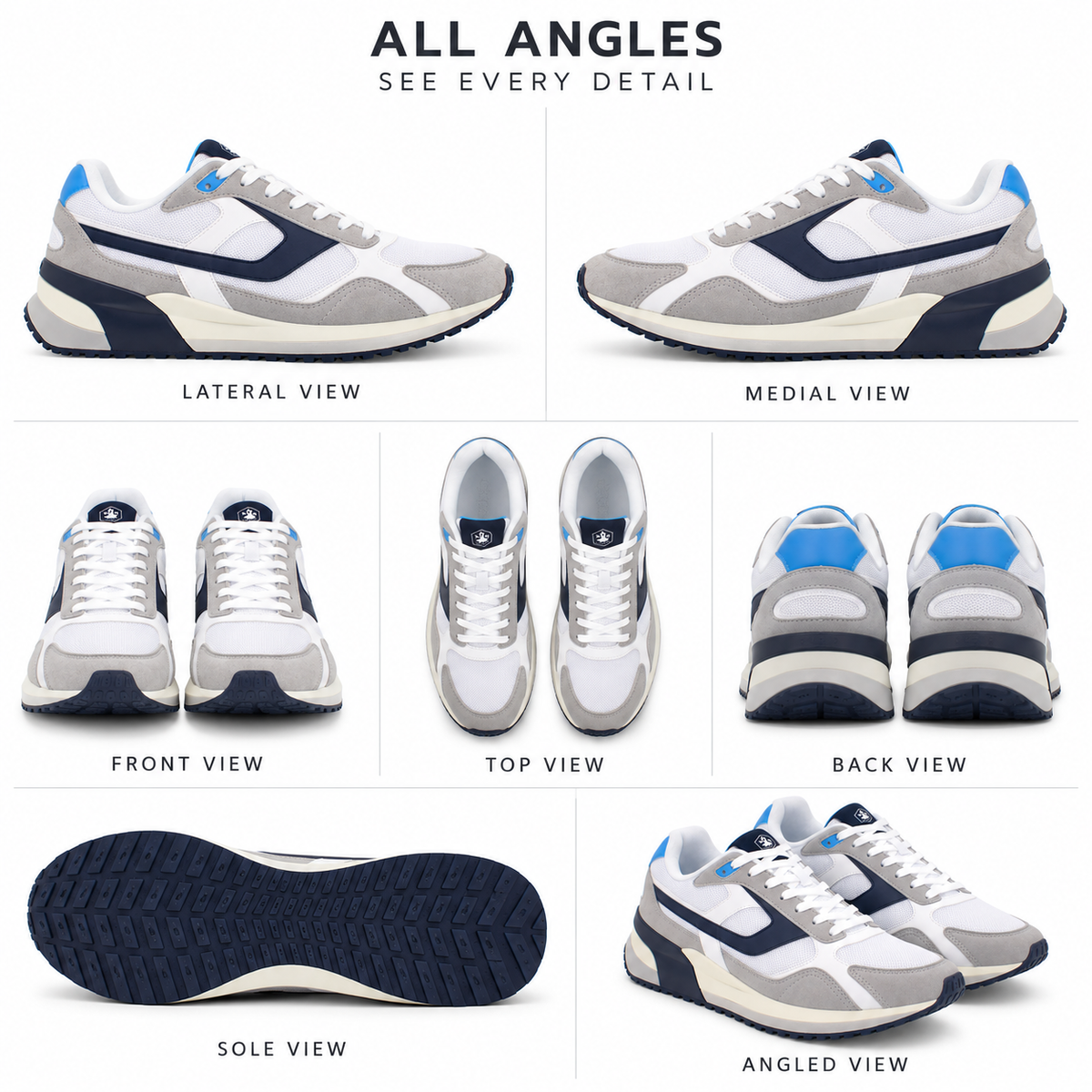 Lumberjack Erre Men's Retro Sneakers in Ice Grey & White
