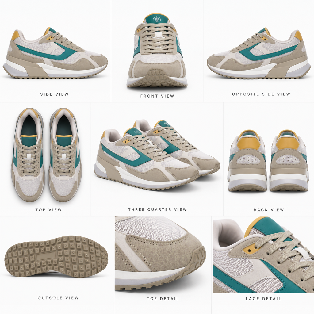 Lumberjack Erre Men's Retro Sneakers in Light Sand & Teal