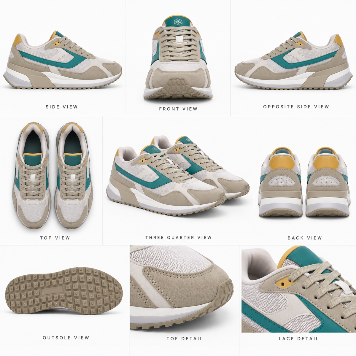 Lumberjack Erre Men's Retro Sneakers in Light Sand & Teal