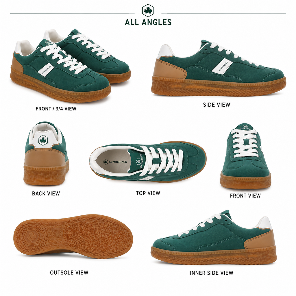 Lumberjack Fofana Men's Suede-Look Gum-Sole Sneakers in Green