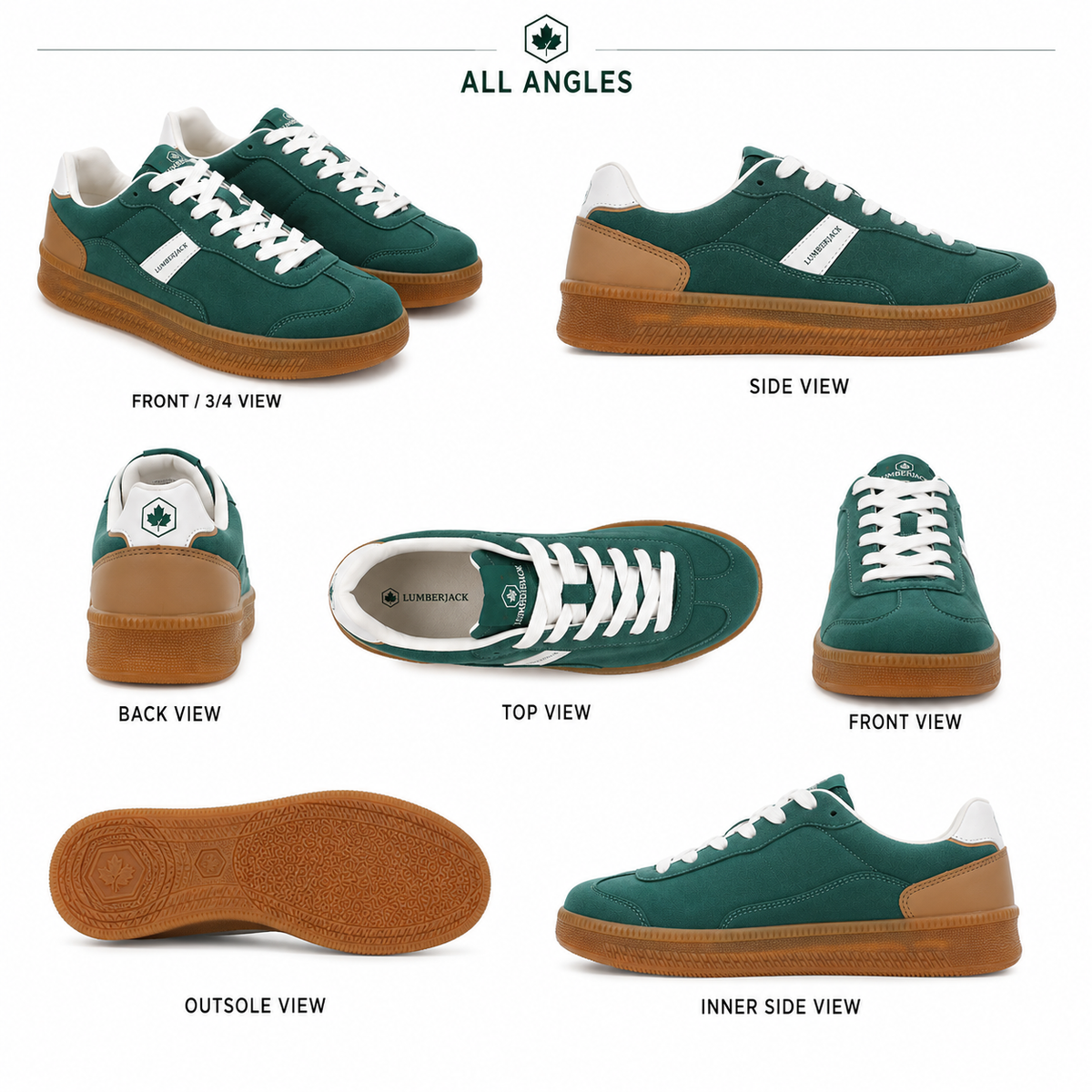 Lumberjack Fofana Men's Suede-Look Gum-Sole Sneakers in Green