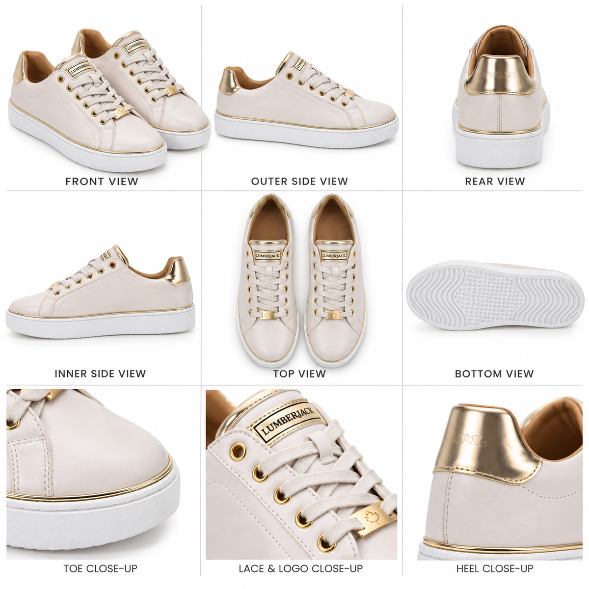 Lumberjack Safiya Women's Metallic-Trim Sneakers in Sand & Gold