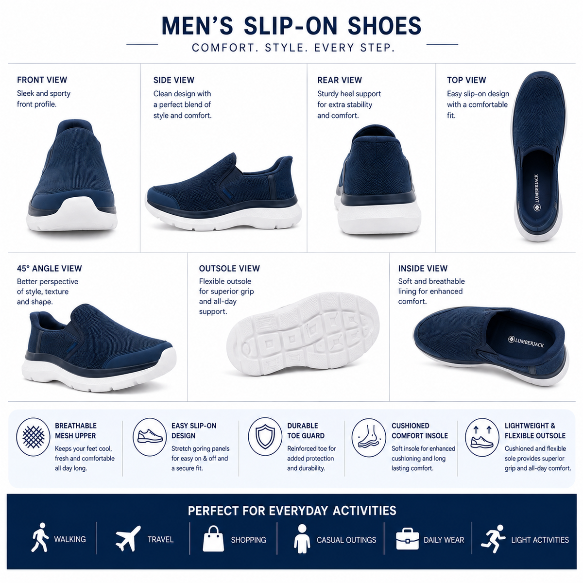 Lumberjack Carlo Men's Slip-On Shoes in Navy