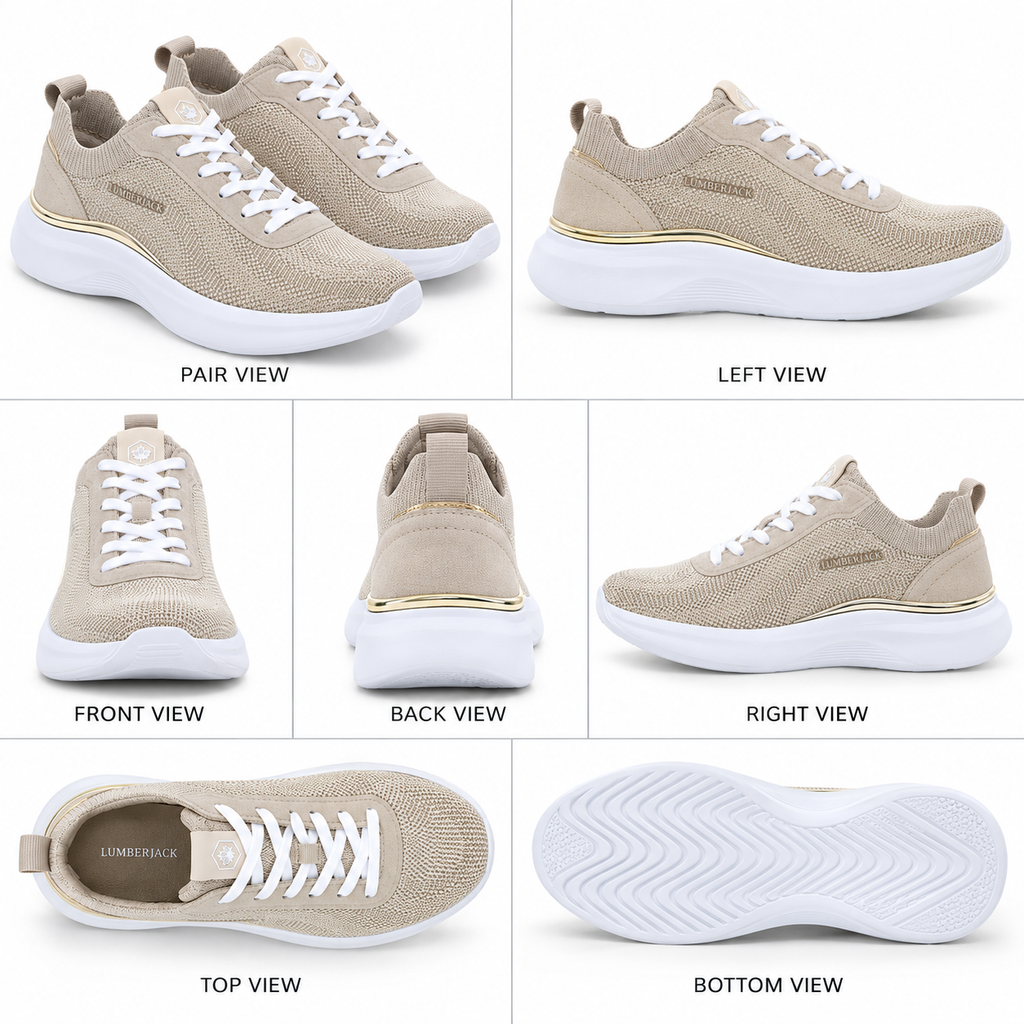 Lumberjack Keira Women's Casual Sneakers in Beige & Gold