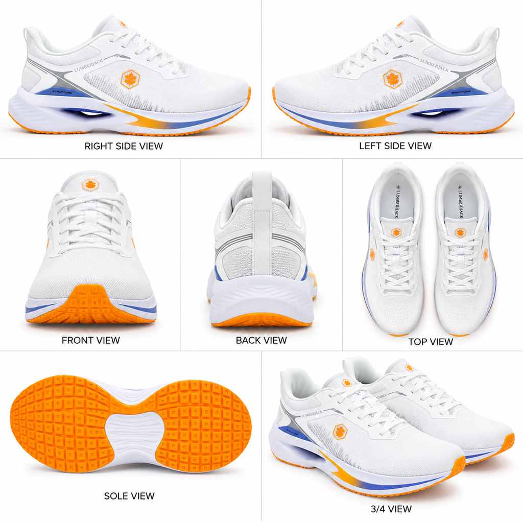 Lumberjack Cest Men's Cushioned Sneakers in White & Orange