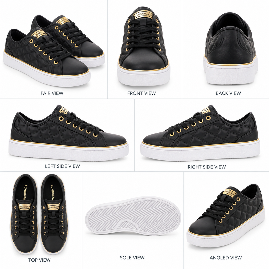 Lumberjack Safiya Women's Quilted Sneakers in Black & Gold