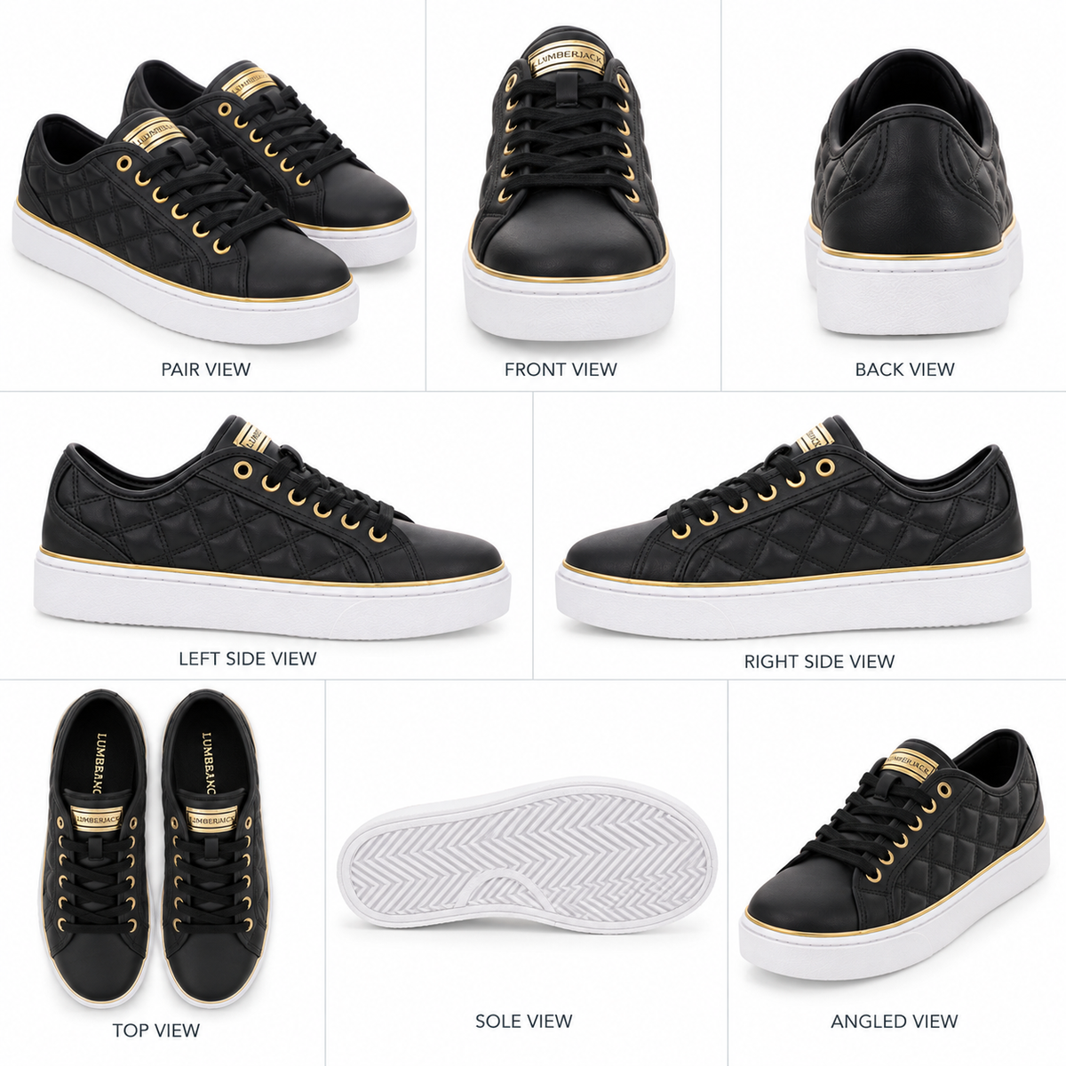 Lumberjack Safiya Women's Quilted Sneakers in Black & Gold