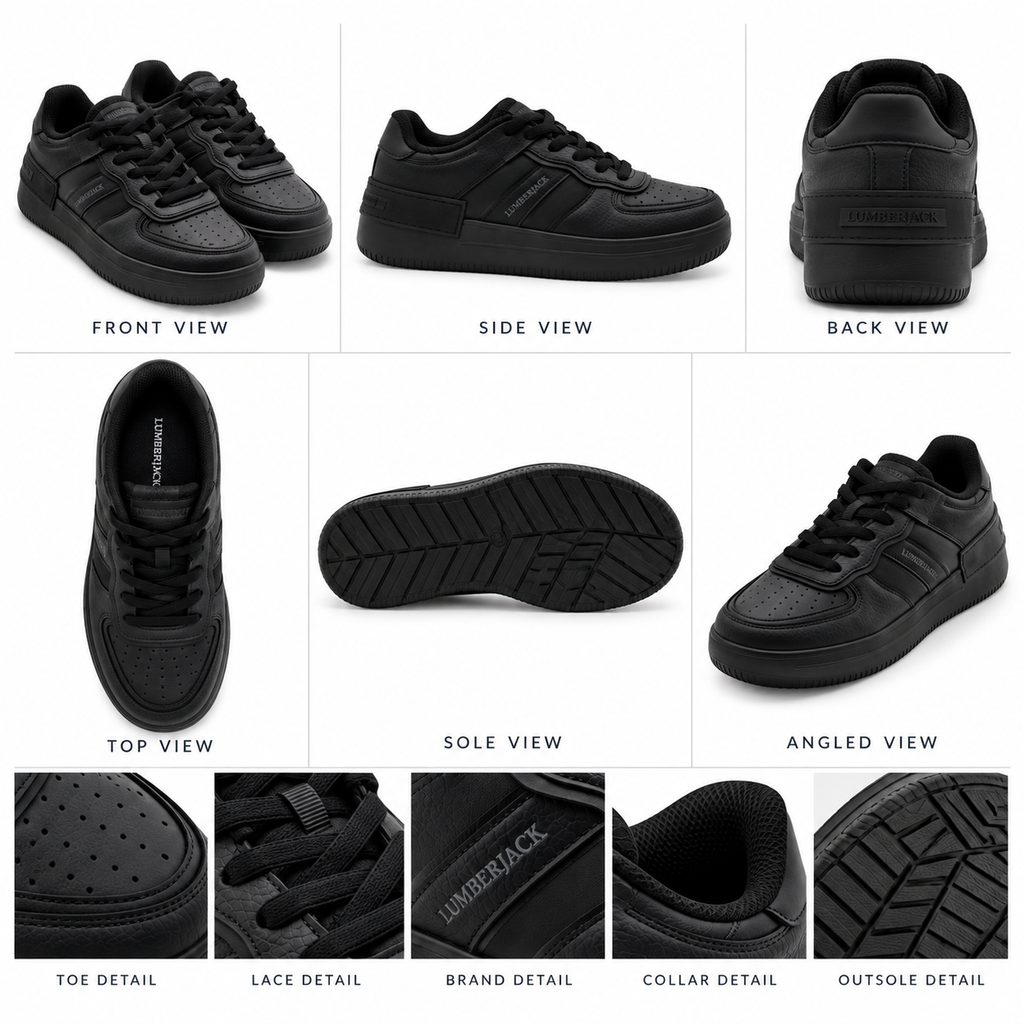 Lumberjack black women sneaker 360 angle view