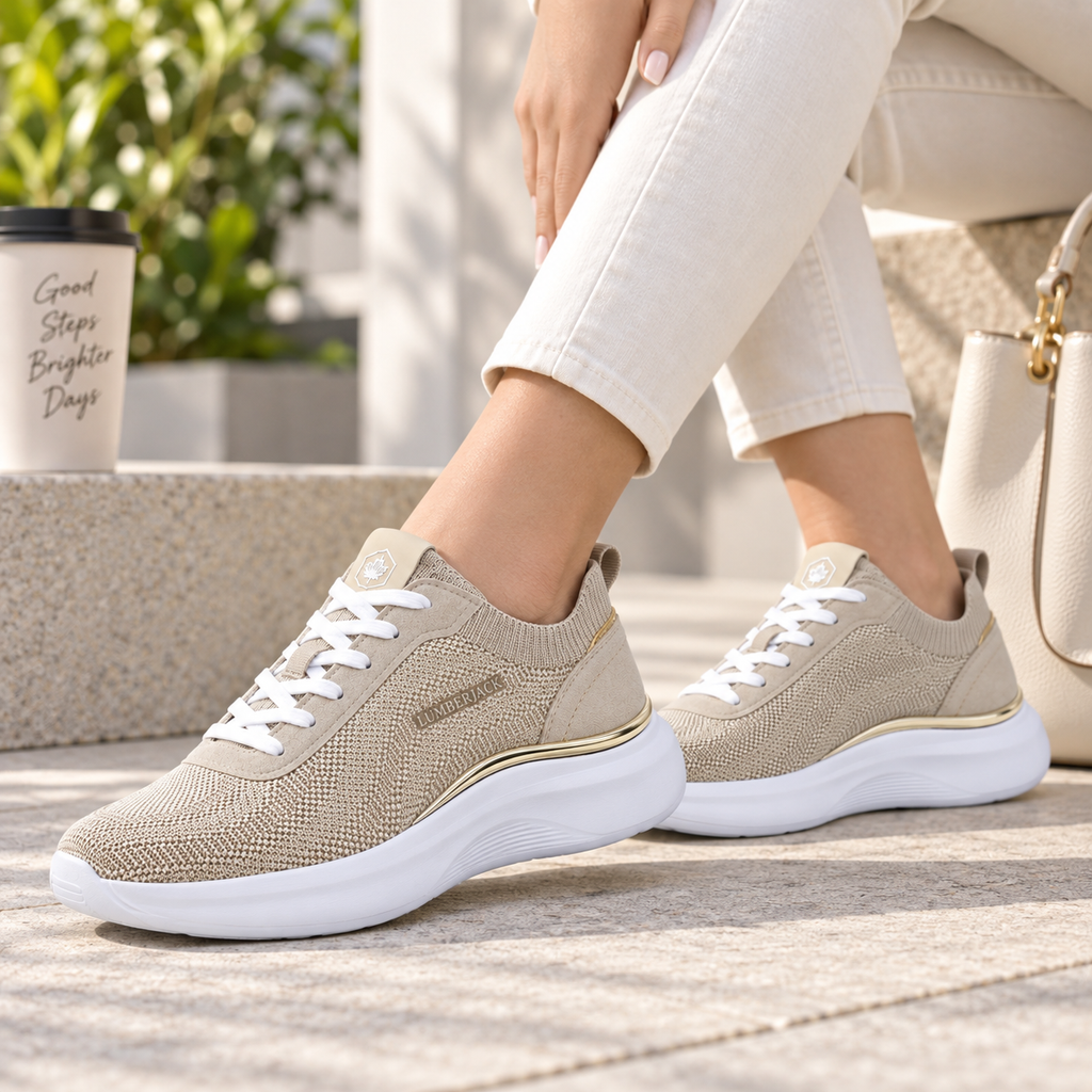 Lumberjack Keira Women's Casual Sneakers in Beige & Gold