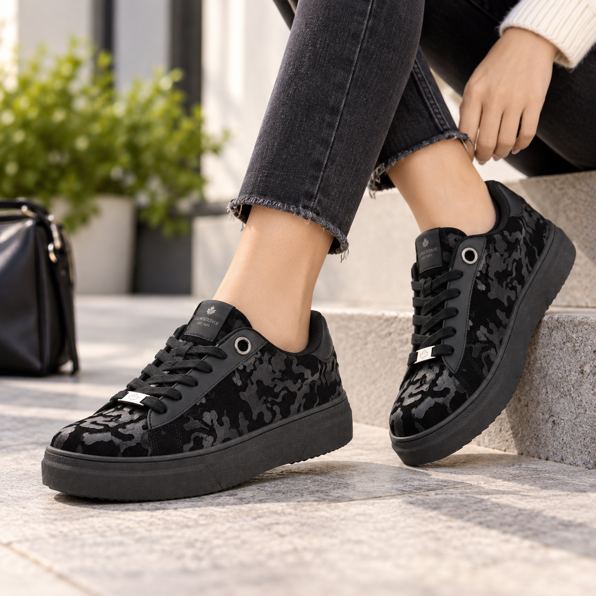 Lumberjack Geller Women's Textured Camo Sneakers in Black