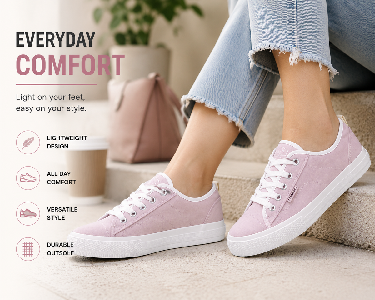 Lumberjack Ravenne Women's Canvas Low-Top Sneakers in Dusty Rose