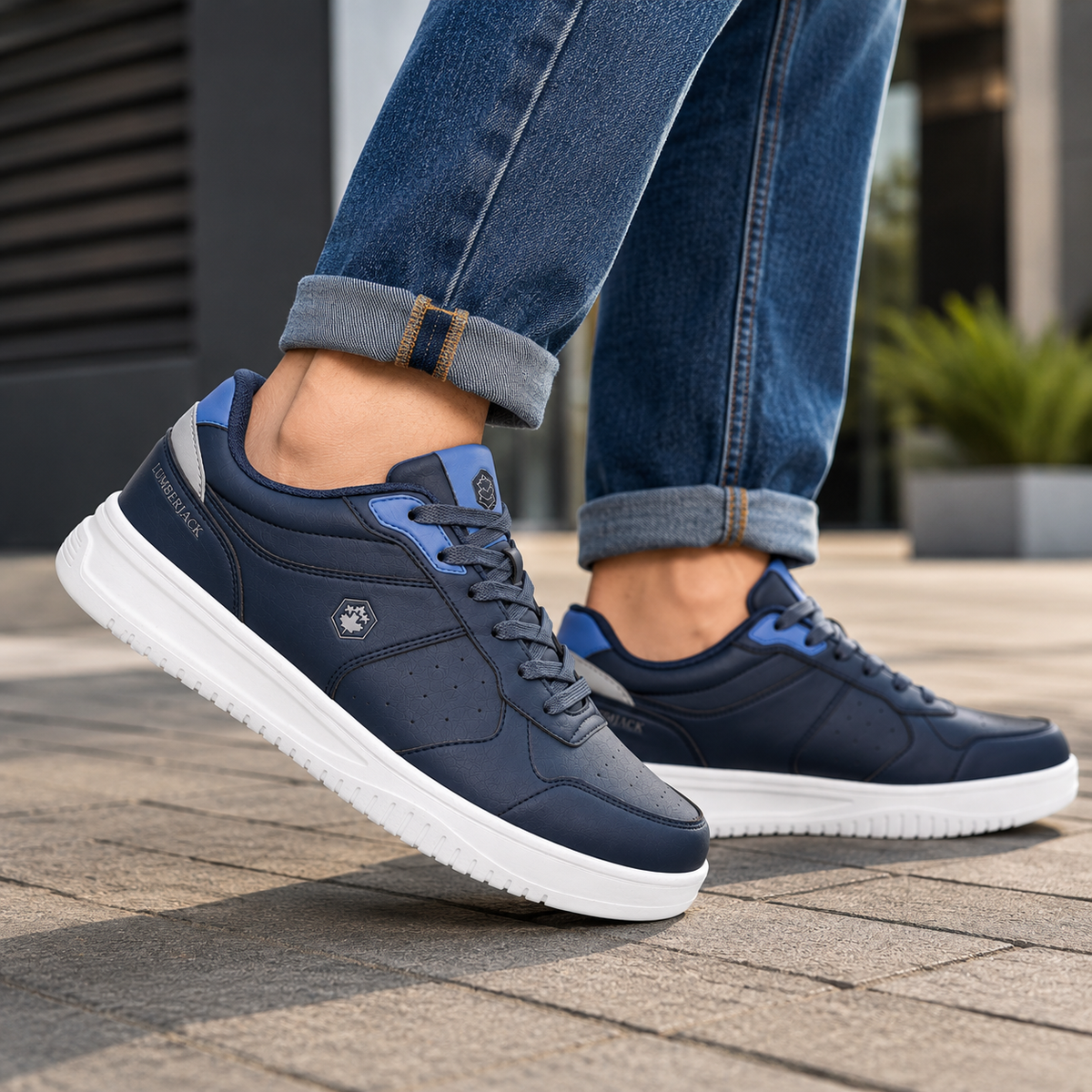 Lumberjack Udemy Men's Perforated Sneakers in Navy Blue