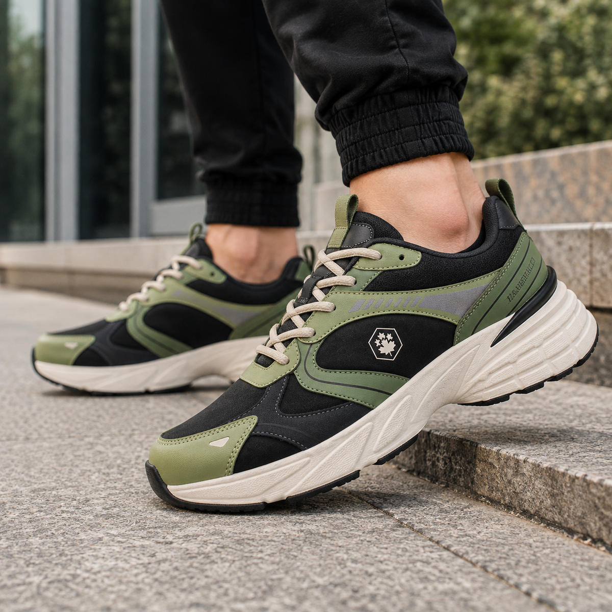 Lumberjack Money Men's Two-Tone Sneakers in Black & Green