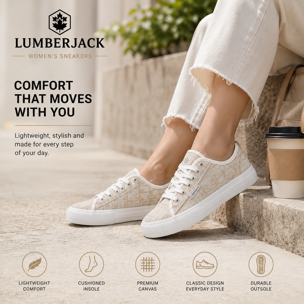 Lumberjack Ravenne Women's Woven Low-Top Sneakers in Sand
