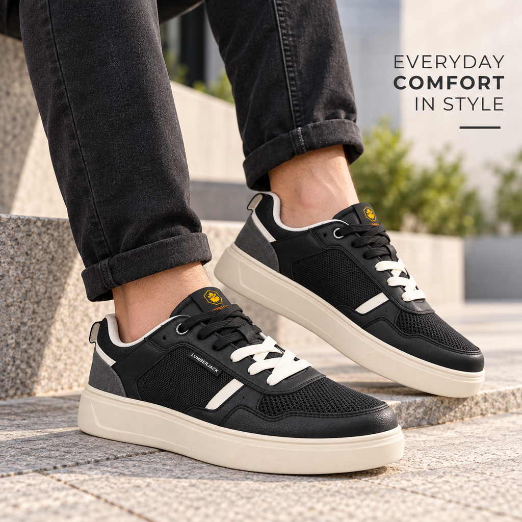 Lumberjack Lammi Men's Lace-Up Sneakers in Black