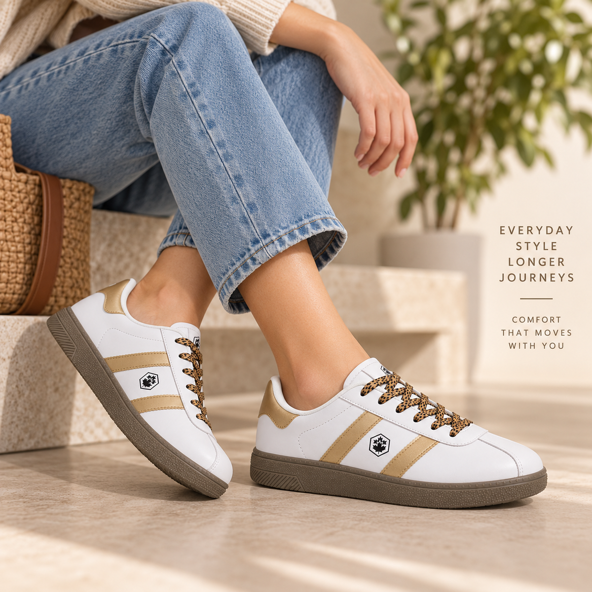Lumberjack Frosty Women's Low-Top Sneakers in Off White & Gold