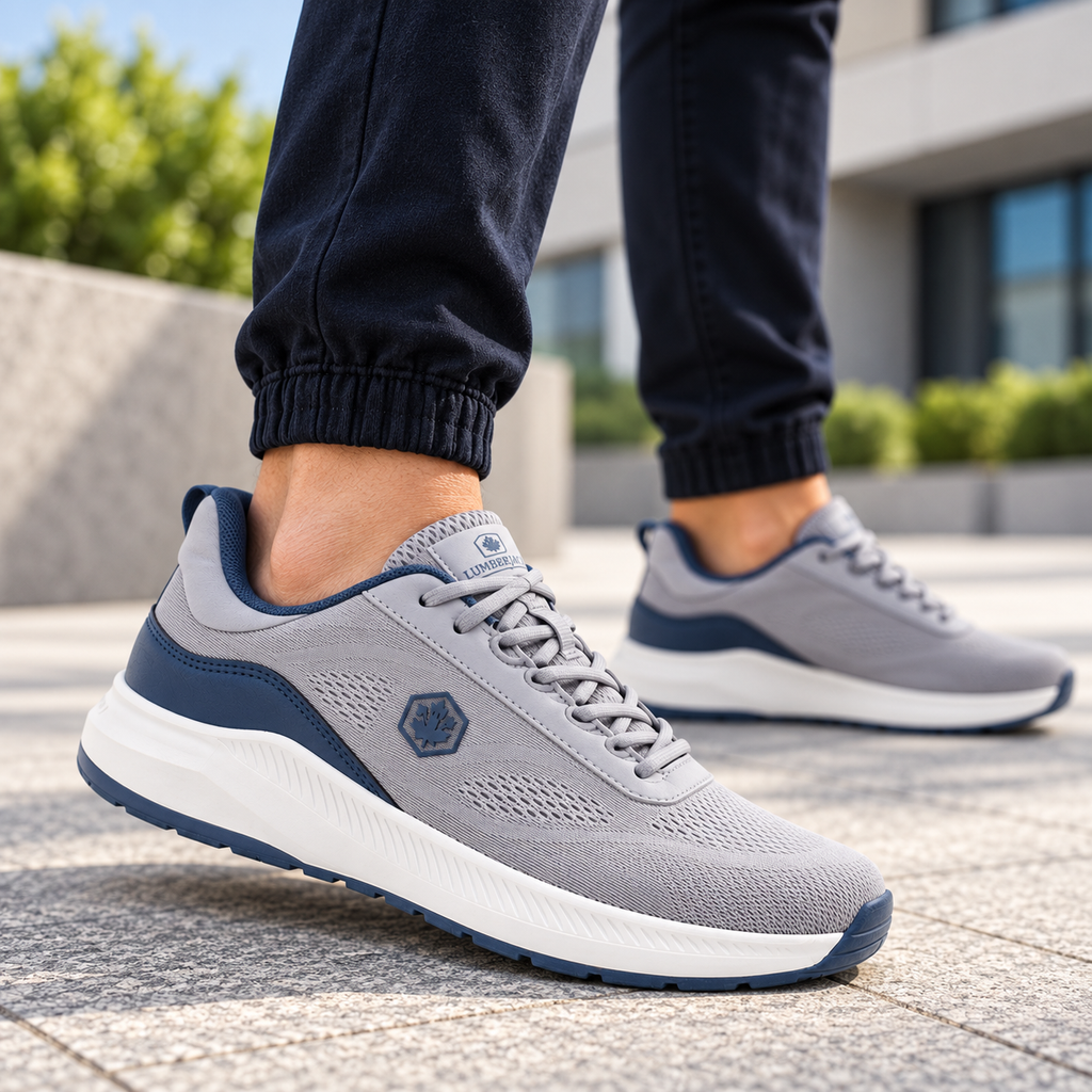 Lumberjack Musonda Men's Mesh Sneakers in Light Grey & Navy