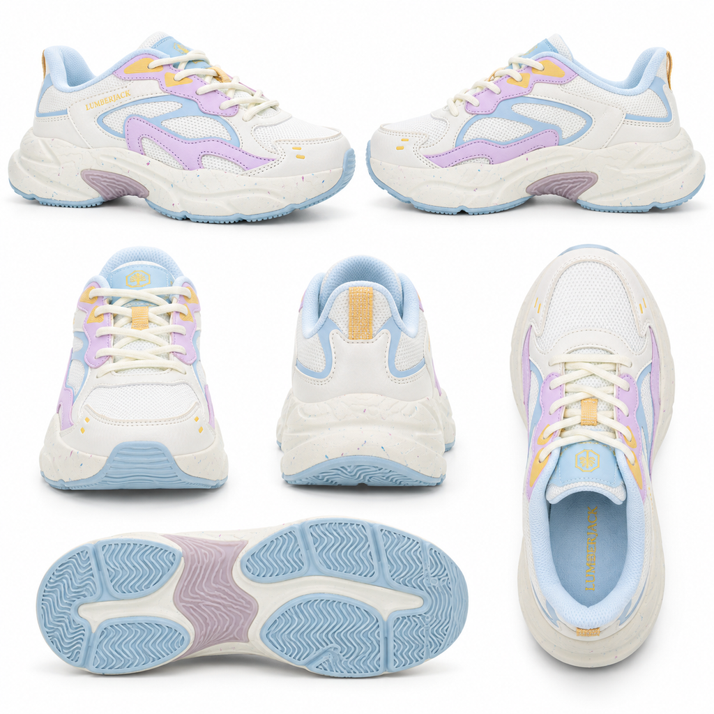 Lumberjack Fanto Women's Chunky Sneakers in White & Lilac